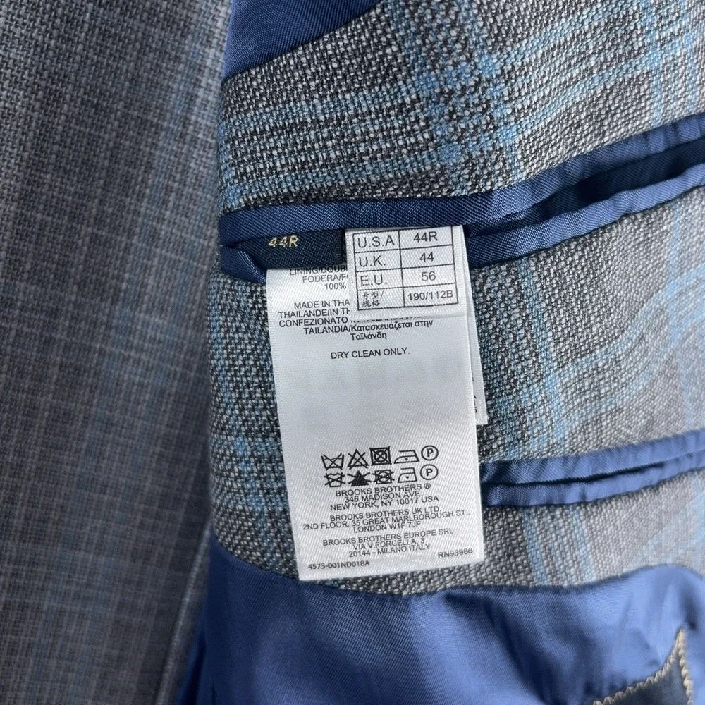 Brooks Brothers Regent Fit Blazer Mens 44R Gray Reda Wool Geometric Coat